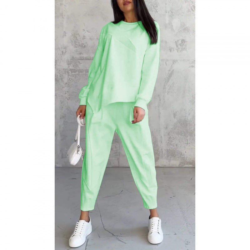 Noemi  —  Asymmetric Hem Sweatshirt & Trouser Lounge Set