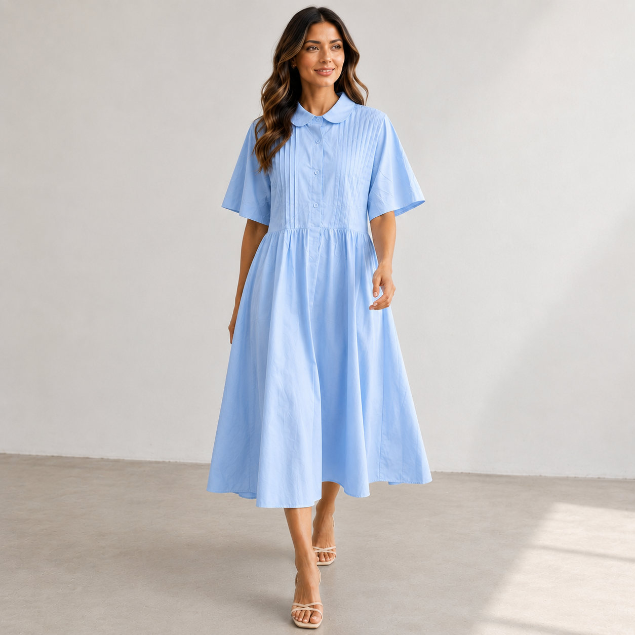 Lysandra — Fluid Cotton Shirt Dress