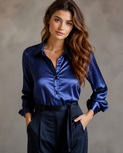 Lunelle — Satin Long-Sleeve Blouse