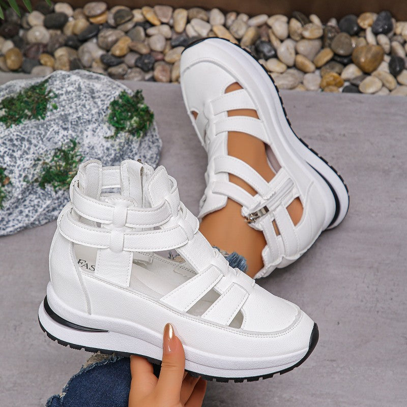 Comfortable, lightweight wedge sandals with side zip