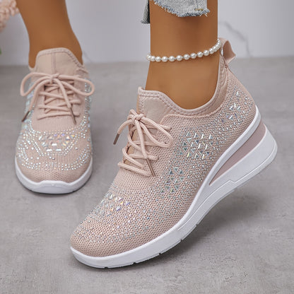 Women's casual, fashionable, breathable, sneakers adorned with crystals