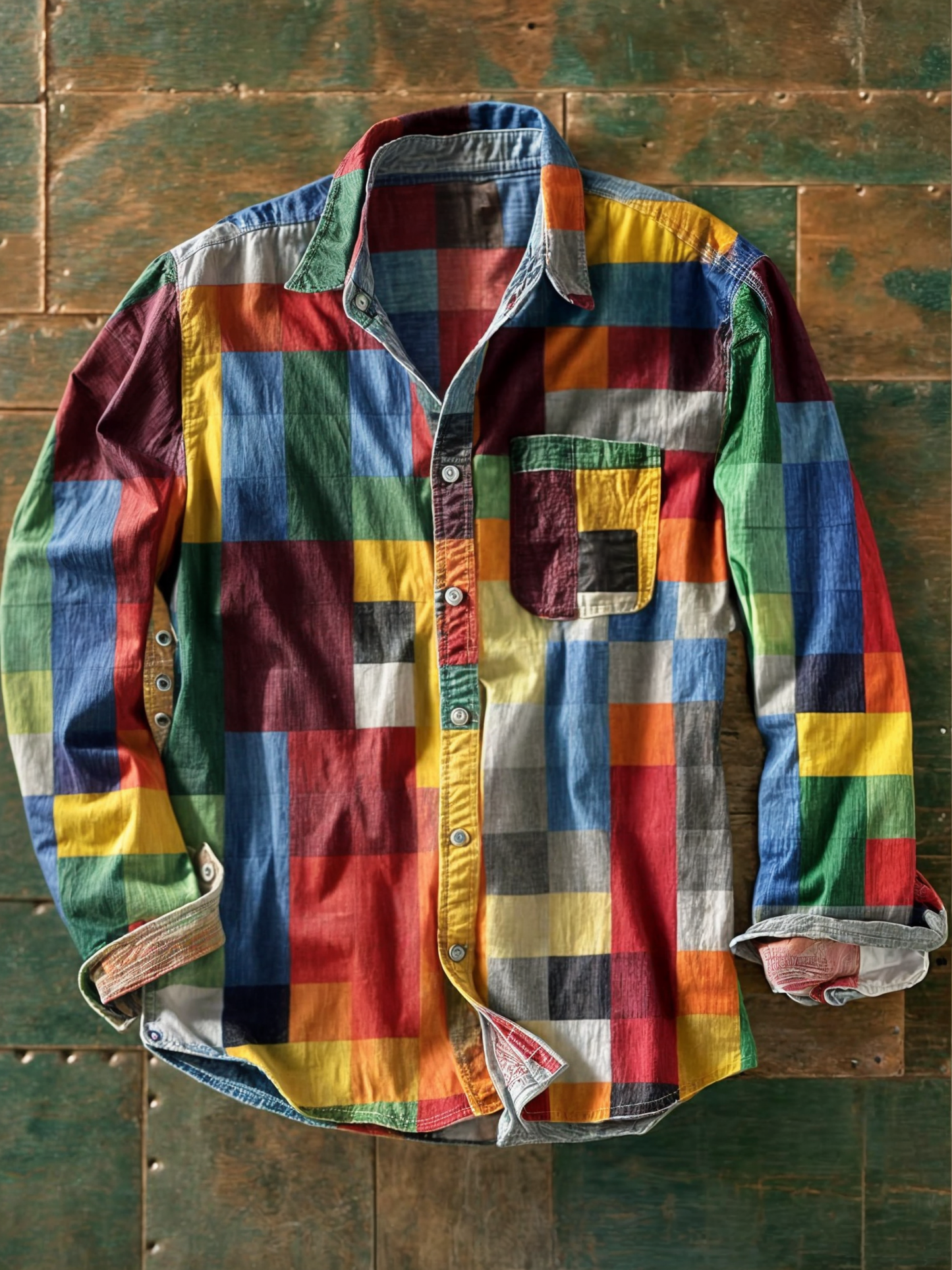 Patchwork Shirt — Bold Color-Block Design