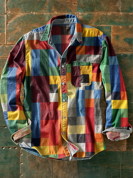 Patchwork Shirt — Bold Color-Block Design