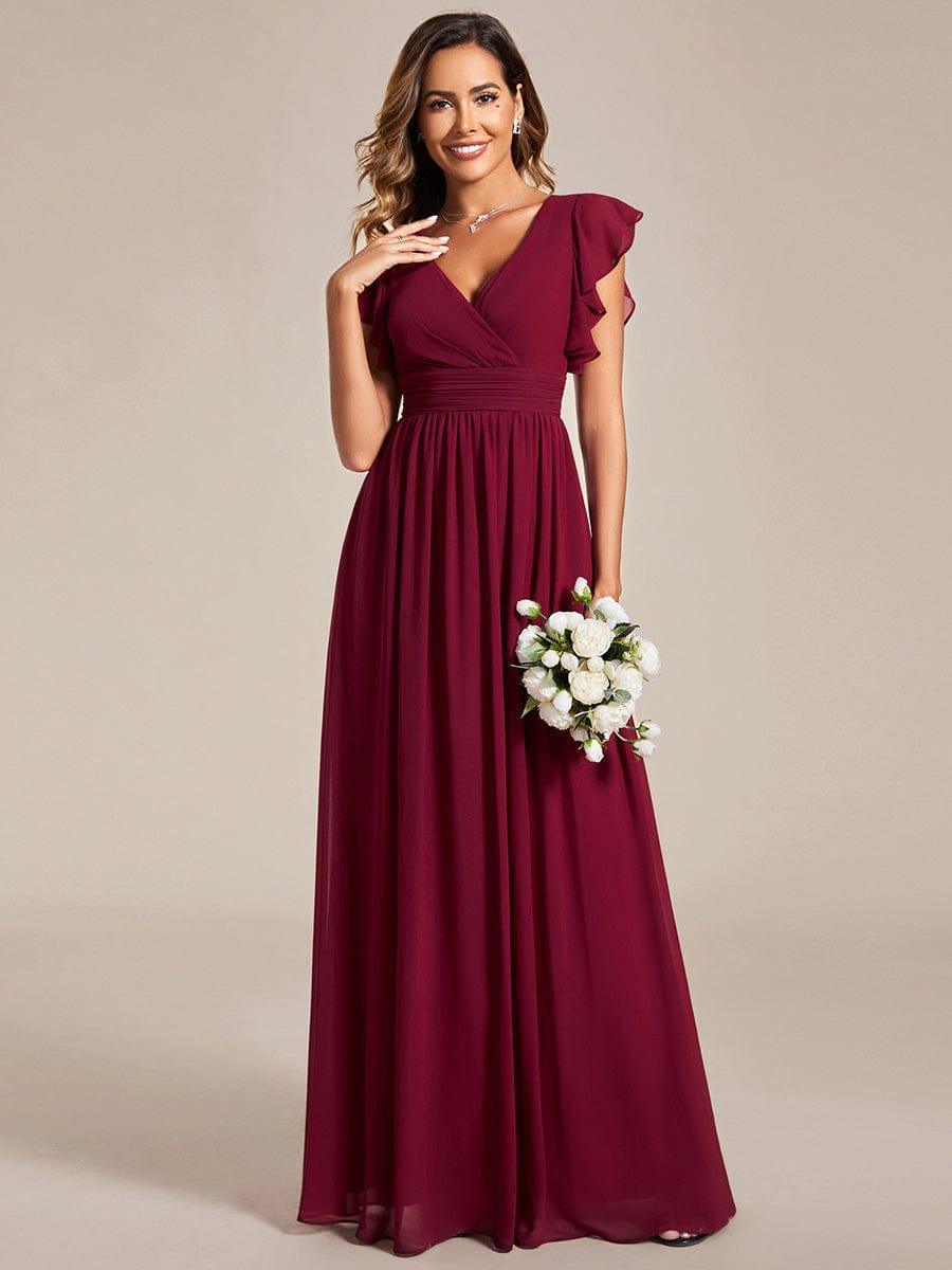 Lilyana — Ruffle-Sleeve Chiffon Bridesmaid Gown with Open Back