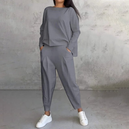 Cotonné — Cotton Asymmetric Sweatshirt & Trouser Set