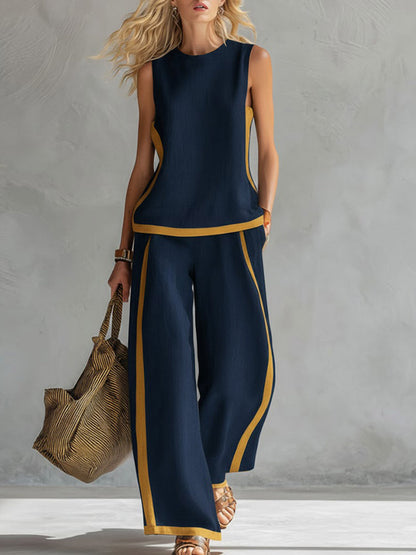 Women's Casual Loose Pants with Round Neck