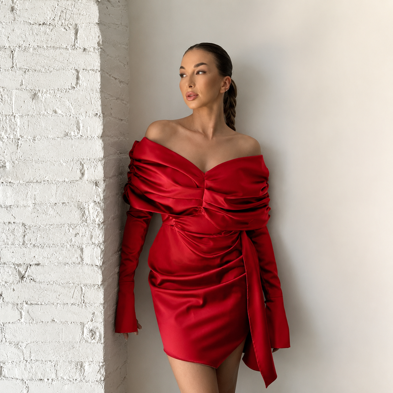 Ellia — Corseted Elastic Taffeta Dress