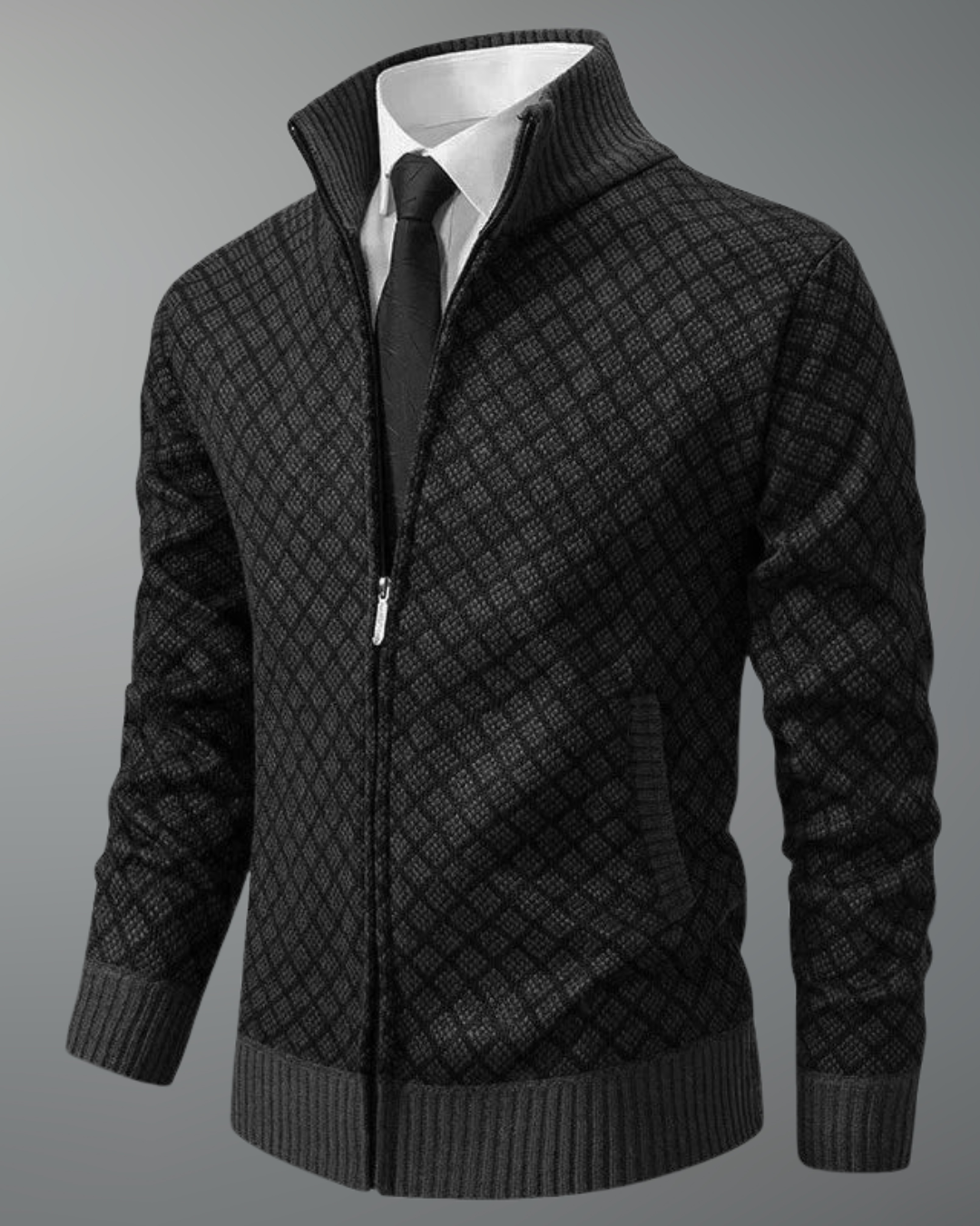 Olivér — Textured Knit Zip-Up Cardigan