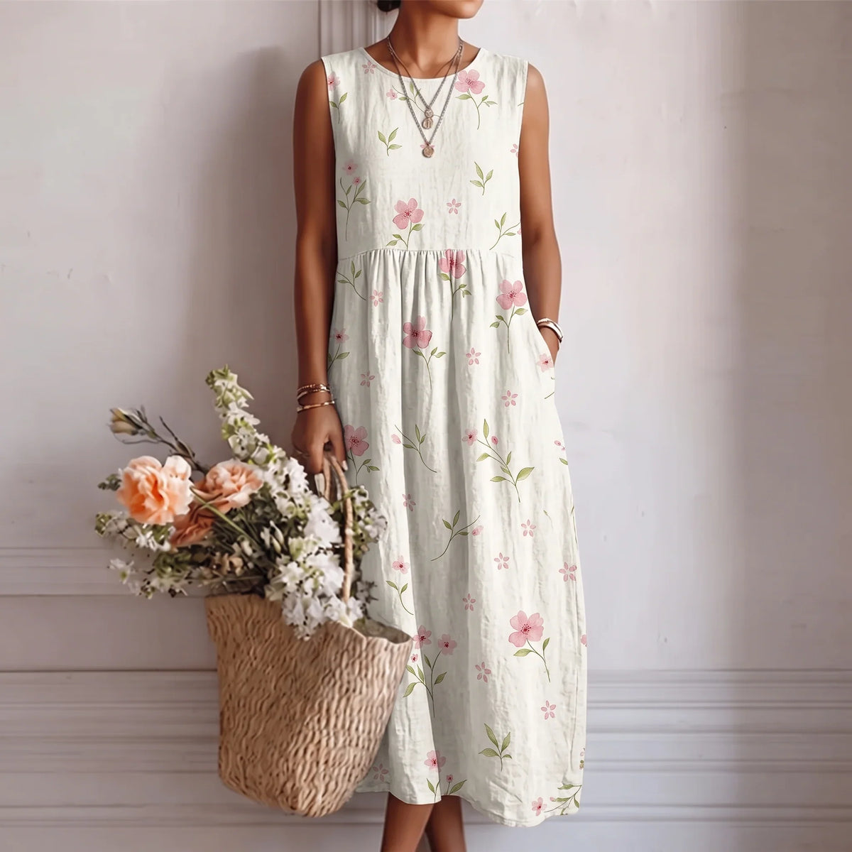 Alba — Printed Cotton Viscose Midi Dress