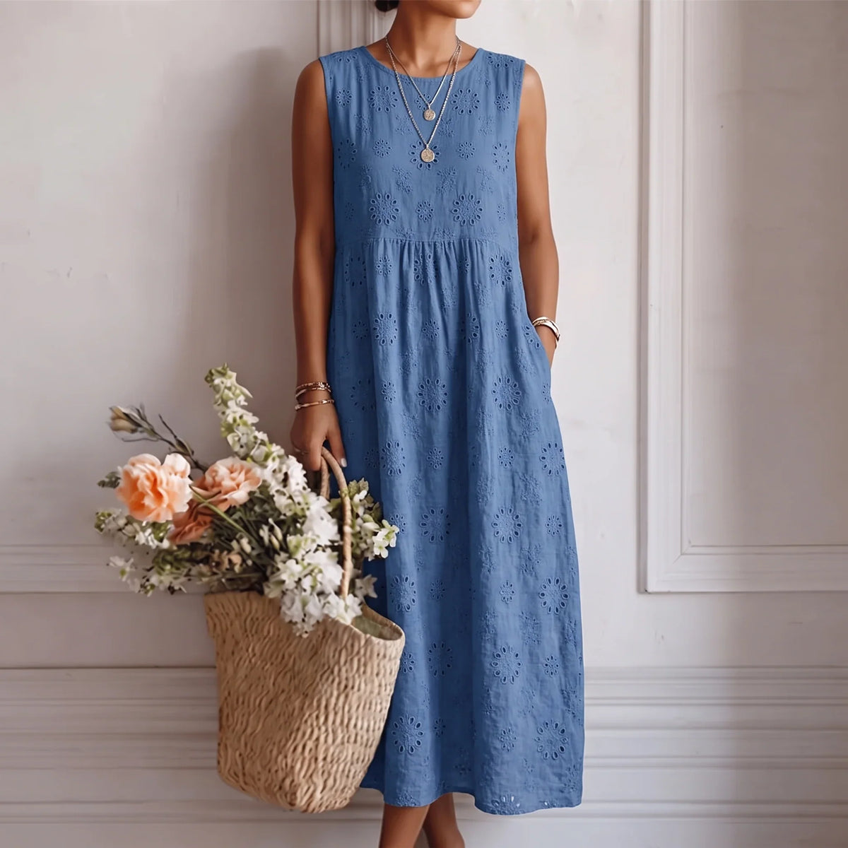 Alba — Printed Cotton Viscose Midi Dress