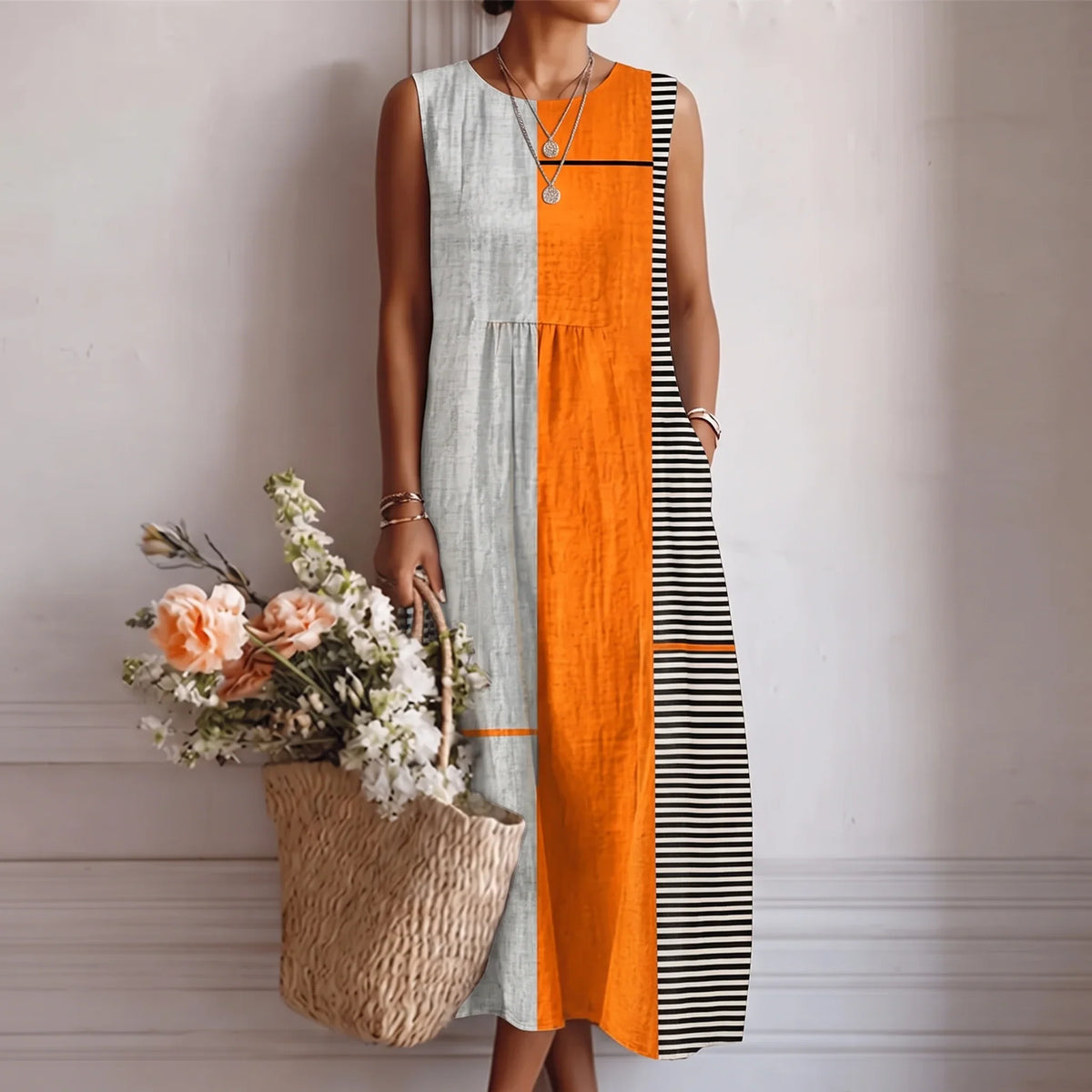 Alba — Printed Cotton Viscose Midi Dress