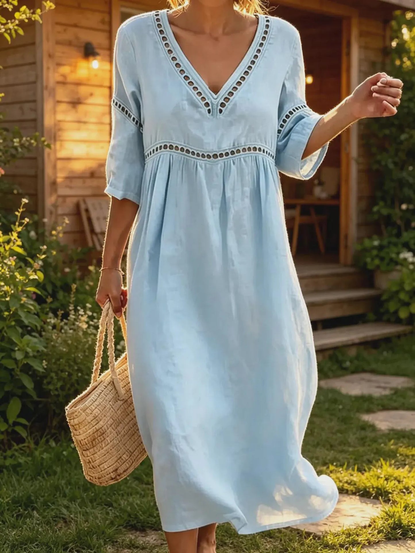 Daisy — Solid-Colour Cutout Relaxed Dress