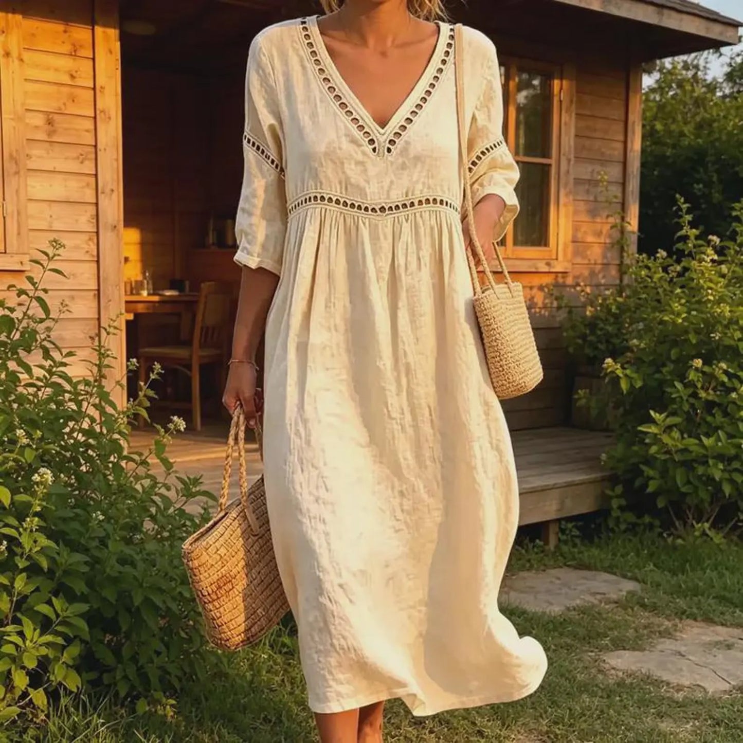 Daisy — Solid-Colour Cutout Relaxed Dress