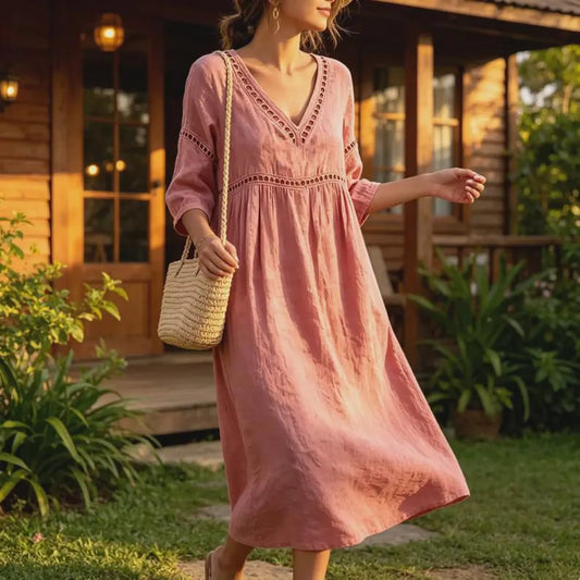 Daisy — Solid-Colour Cutout Relaxed Dress