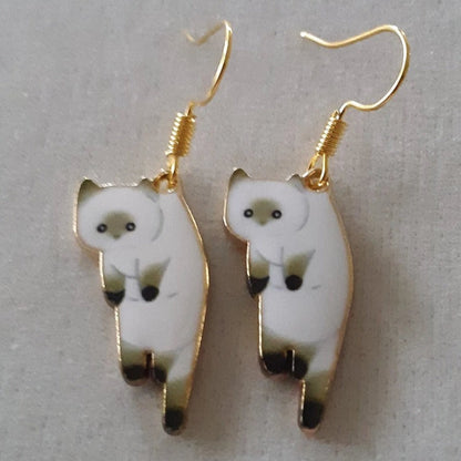 Dangling Cat Drop Earrings — Breed-Specific Motif