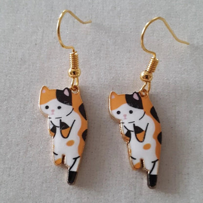 Dangling Cat Drop Earrings — Breed-Specific Motif