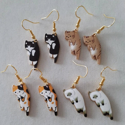 Dangling Cat Drop Earrings — Breed-Specific Motif