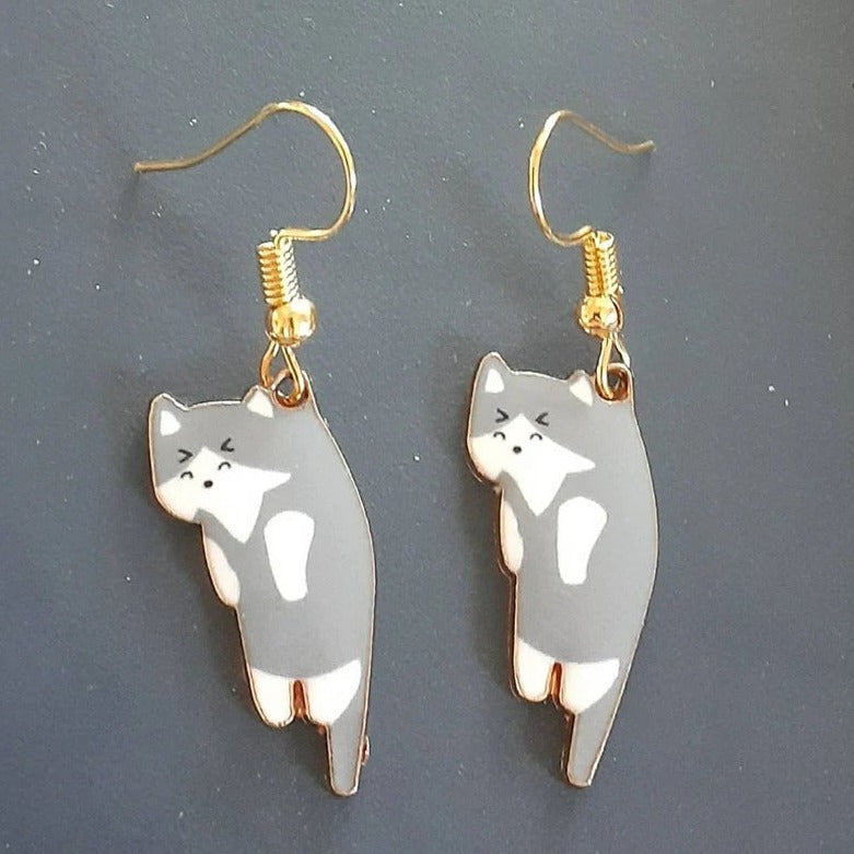 Dangling Cat Drop Earrings — Breed-Specific Motif