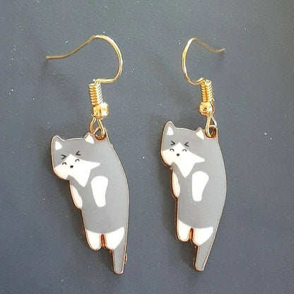 Dangling Cat Drop Earrings — Breed-Specific Motif