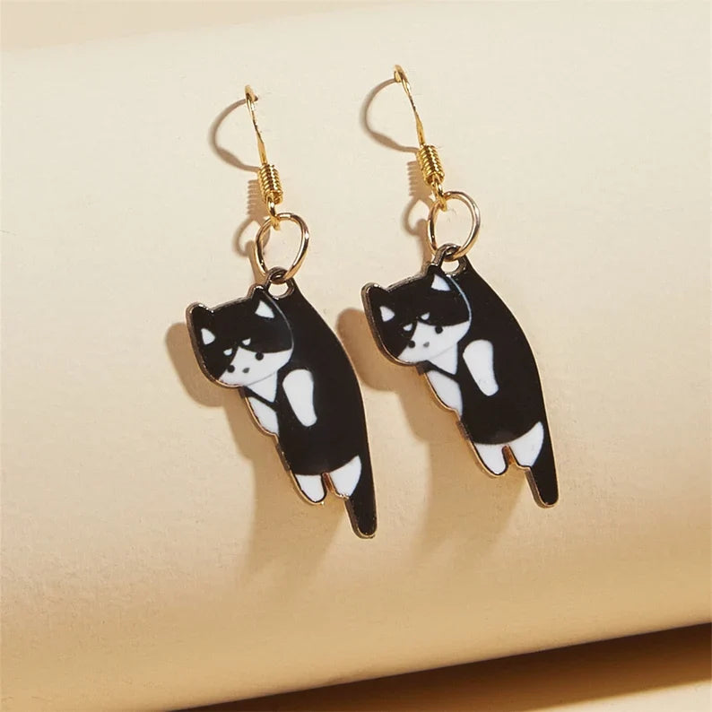 Dangling Cat Drop Earrings — Breed-Specific Motif