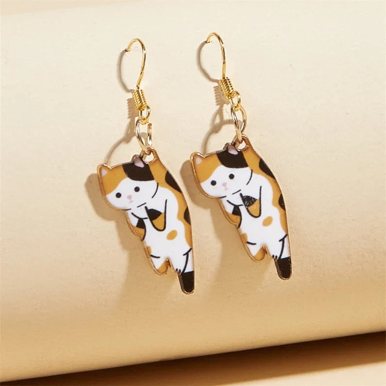 Dangling Cat Drop Earrings — Breed-Specific Motif