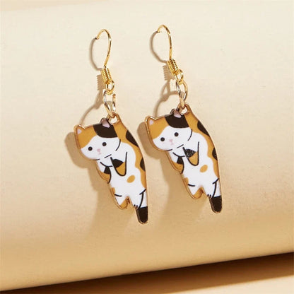 Dangling Cat Drop Earrings — Breed-Specific Motif