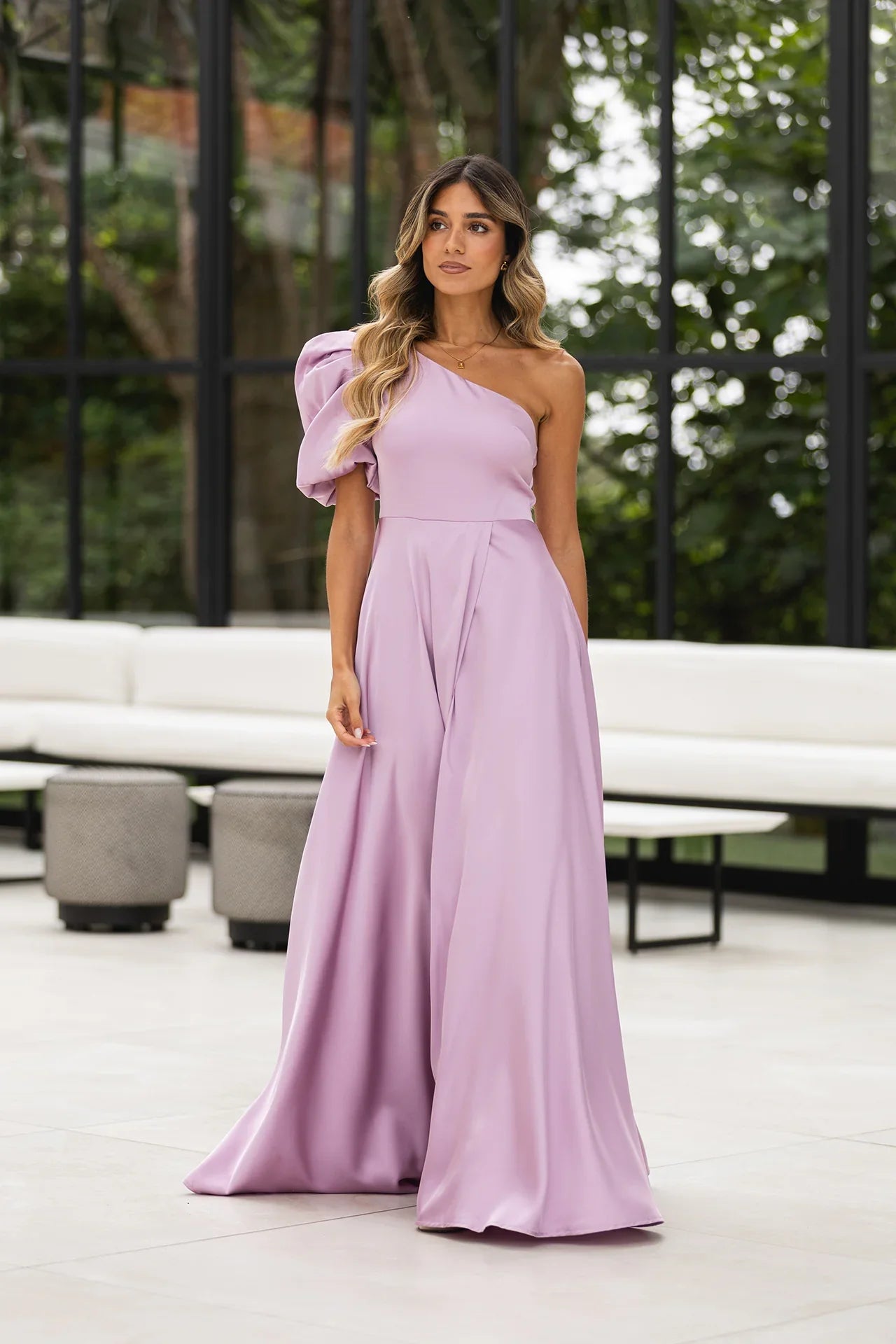 Gracelyn — One-Shoulder Satin Gown