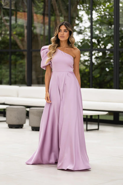 Gracelyn — One-Shoulder Satin Gown