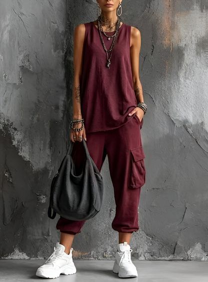 Valentina — Soft Casual Two-Piece Set with Pockets