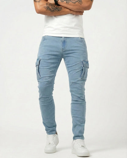 Navy Elastic Cargo Pants