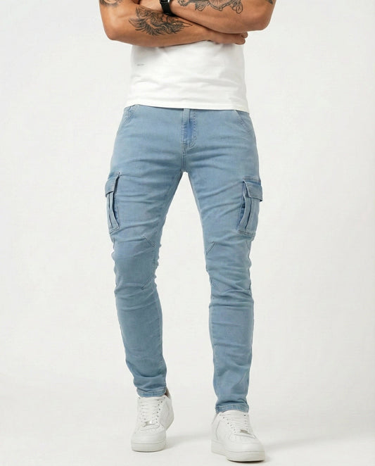 Navy Elastic Cargo Pants