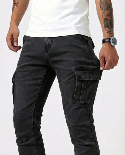 Navy Elastic Cargo Pants