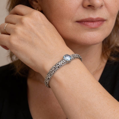 Open Vintage - Unique Silver Bracelet with Zirconia