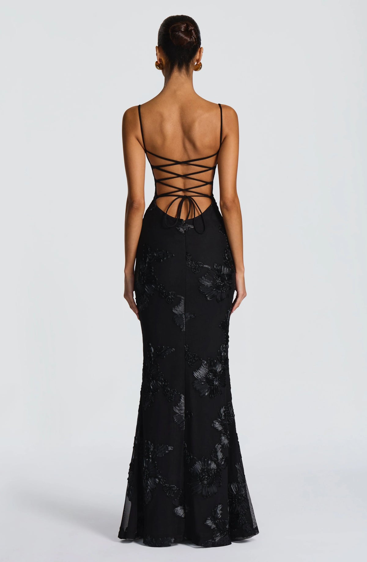 Nancy — Floral Mesh Corset Gown