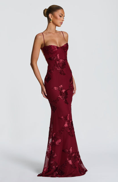Nancy — Floral Mesh Corset Gown