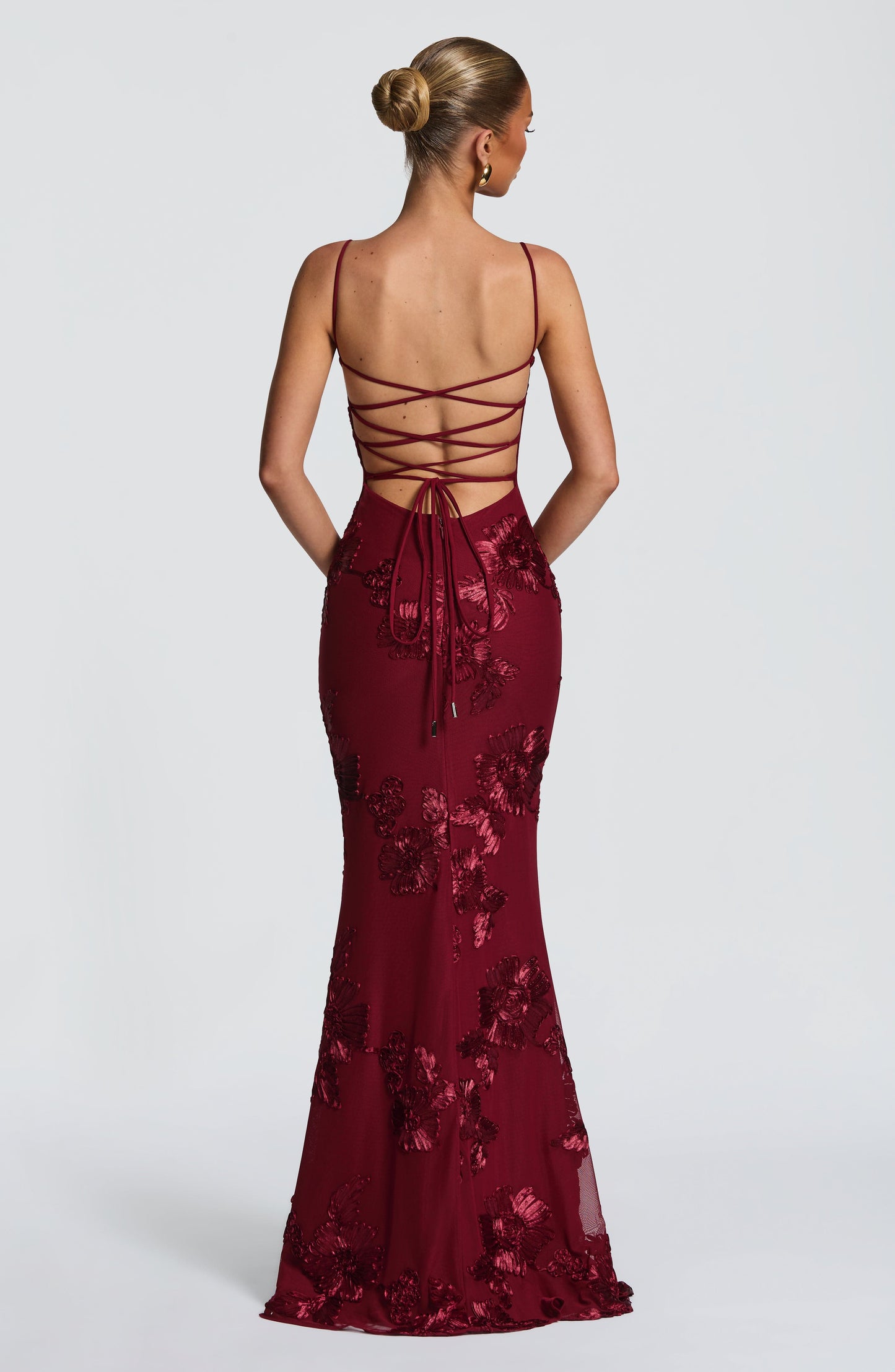 Nancy — Floral Mesh Corset Gown
