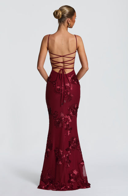 Nancy — Floral Mesh Corset Gown