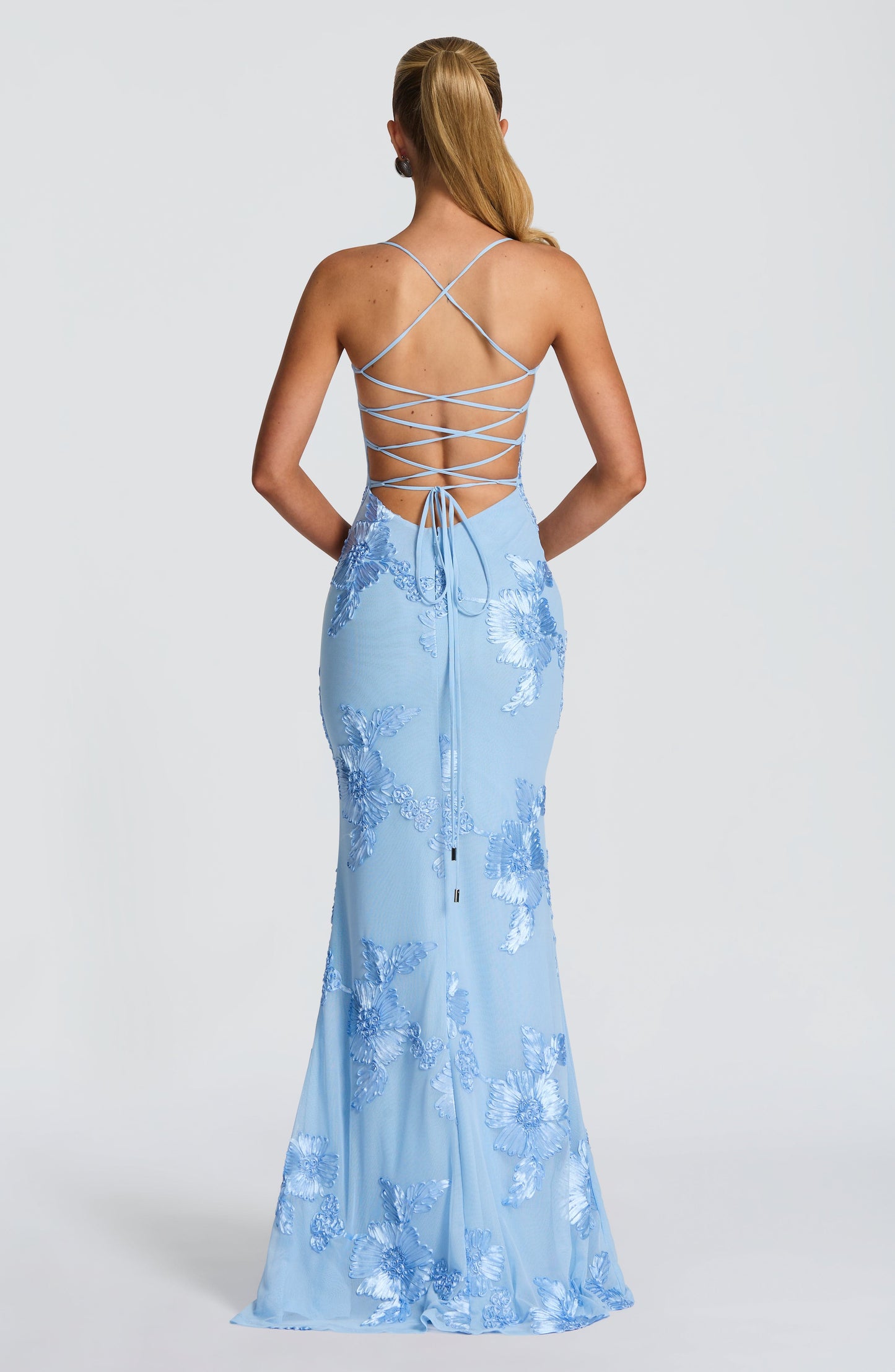 Nancy — Floral Mesh Corset Gown