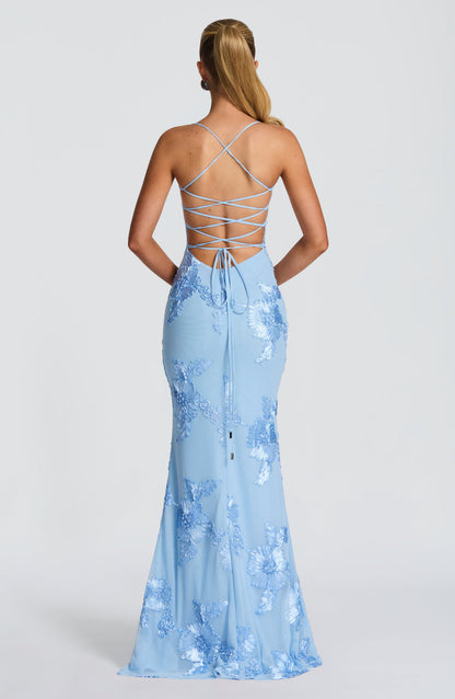 Nancy — Floral Mesh Corset Gown