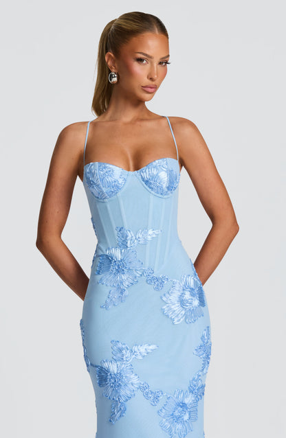 Nancy — Floral Mesh Corset Gown