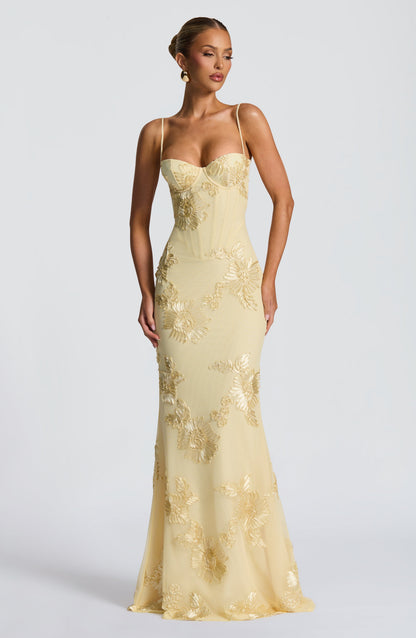 Nancy — Floral Mesh Corset Gown