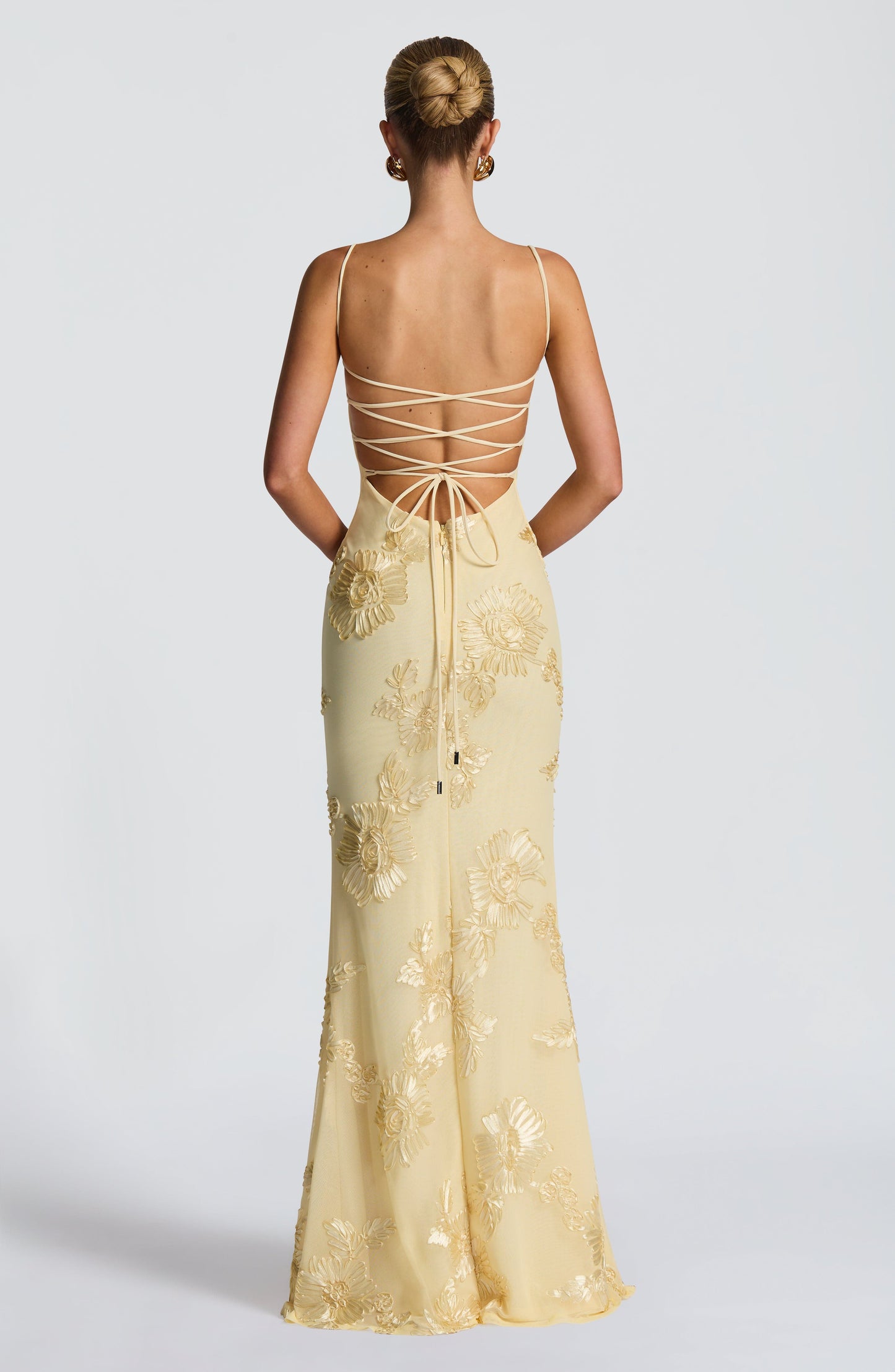 Nancy — Floral Mesh Corset Gown