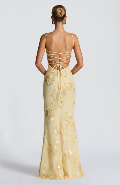 Nancy — Floral Mesh Corset Gown