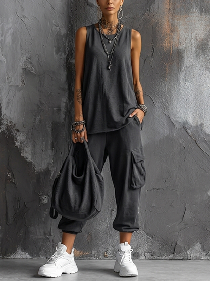 Valentina — Soft Casual Two-Piece Set with Pockets