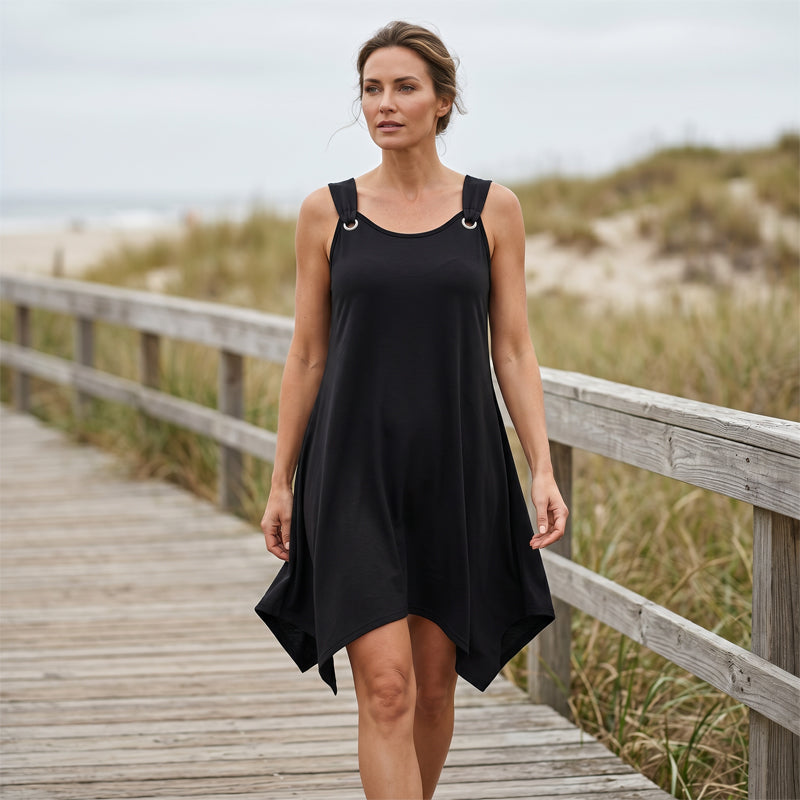Verlynne — Sleeveless Dress with Asymmetrical Hem