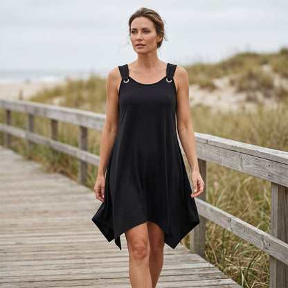 Verlynne — Sleeveless Dress with Asymmetrical Hem