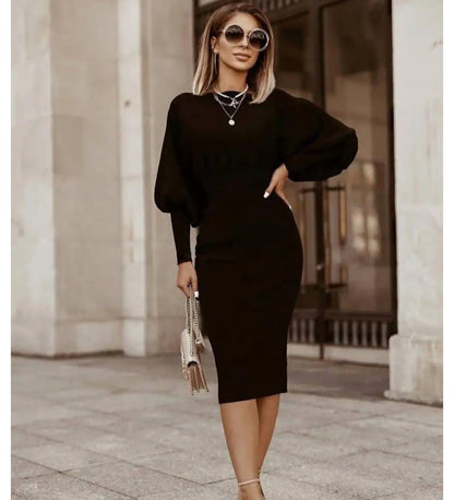 Vellamora — Long-Sleeve Marked-Waist Casual Dress