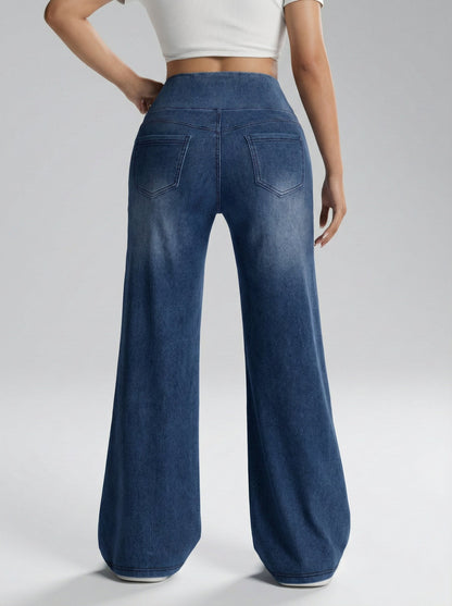 Wide-leg Pants with Abdomen Control