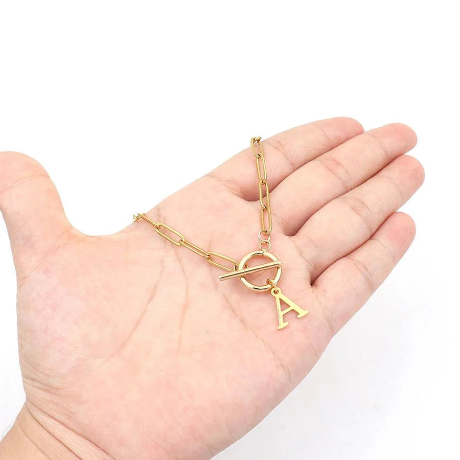Initial Necklace — Paperclip Chain
