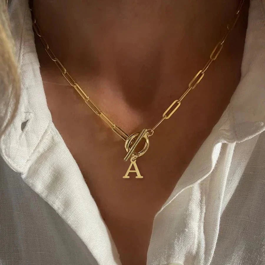 Initial Necklace — Paperclip Chain